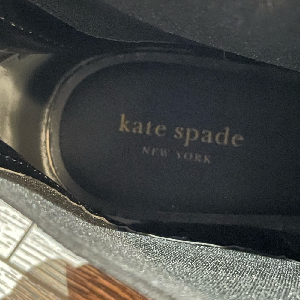Kate Spade Edimburg Ankle High Rain Boots Low Gold Trim Bow Back Matte Black 9 - Picture 10 of 13